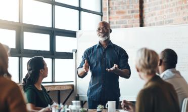 Man gives presentation