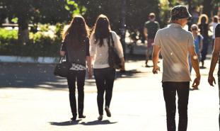 students walking