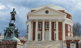 University of Virginia Rotunda and Thomas Jefferson Statue